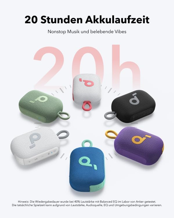 soundcore Select 4 Go Bluetooth Lautsprecher, ultraportabel, bis zu 20h Wiedergabe, IP67 Wasser- und