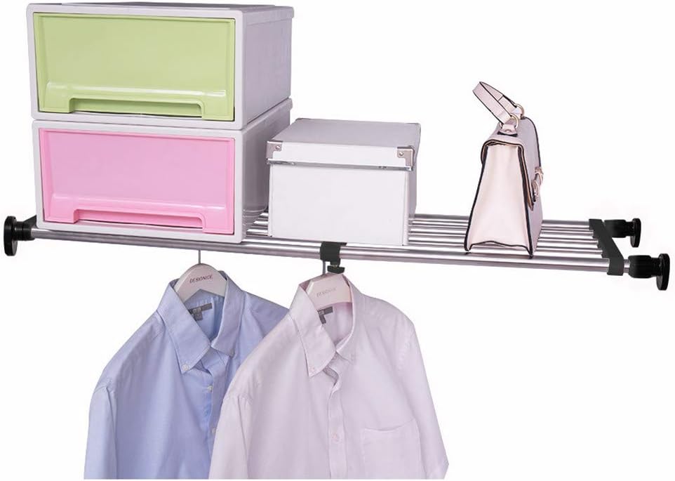 Hershii Erweiterbare Schrankspannregalstange, verstellbares Metallregal, Schrank-Organizer, DIY-Tren