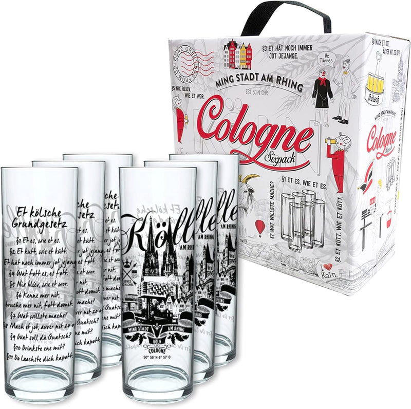3forCologne Kölschglas | 6er Pack je 0,2ml | Kölsche Grundgesetz & Ming Stadt | Biergläser, Kölner-S