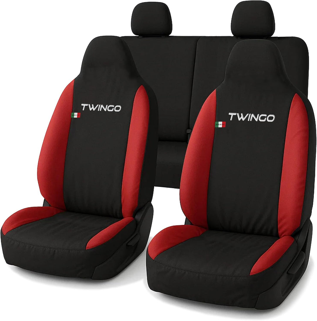Auto Accessori Lupex - Sitzbezüge für Autositz, kompatibel Autositzbezüge für Twingo, Schwarz Rot, M