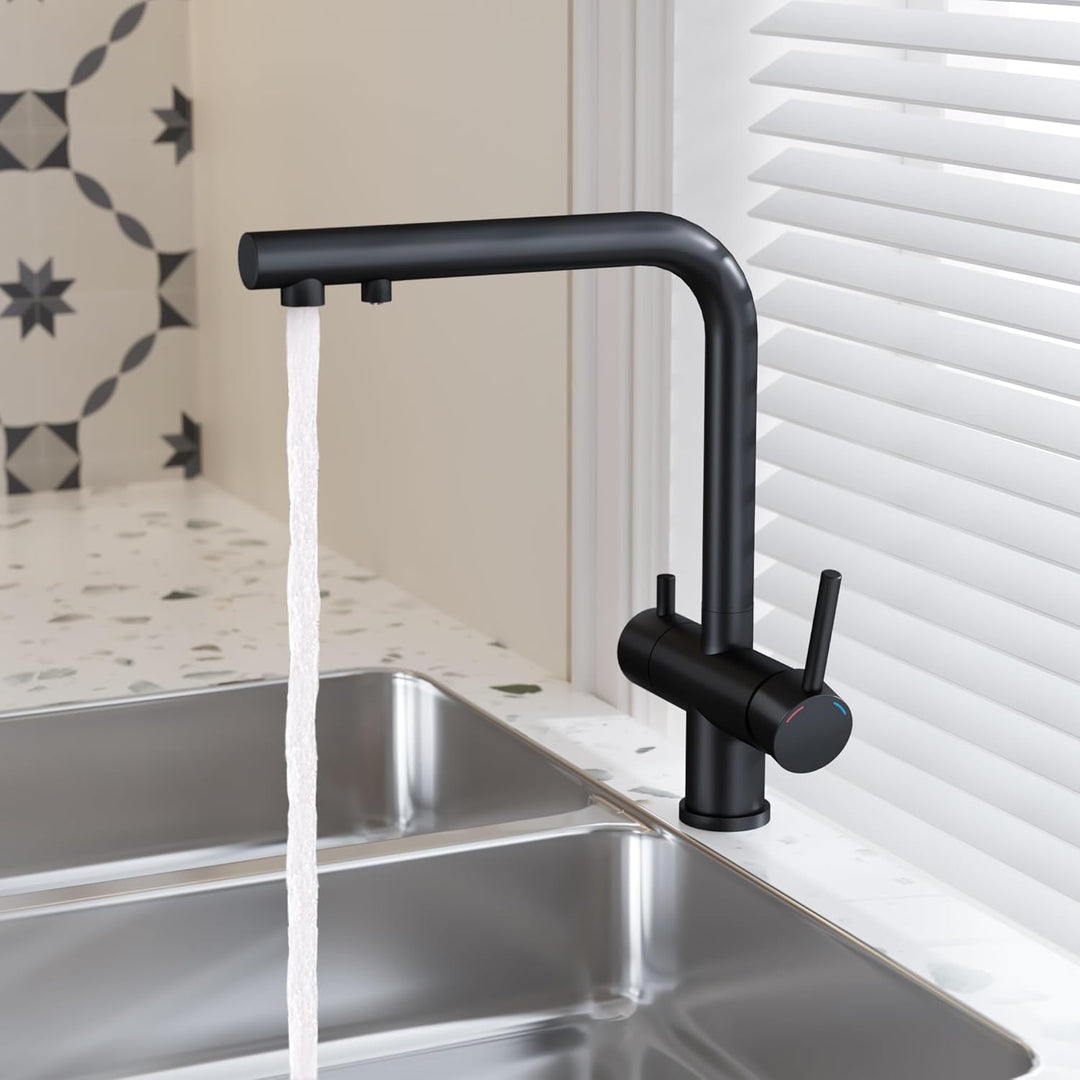 Wasserhahn Küche 3 Wege, 360° Drehbar Küchenarmatur, 3 in 1 Mischbatterie für Wasserfilter, Trinkwas