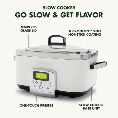 GreenPan Elite 8-in-1 Programmierbarer 6L Slow Cooker Multikocher, Spülmaschinenfester Deckel & Topf