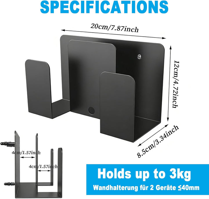 Laptop Wandhalterung - Dual Layer Universalhalter für 2 Geräte mit Dicke < 4 cm, Universelle Wandhal