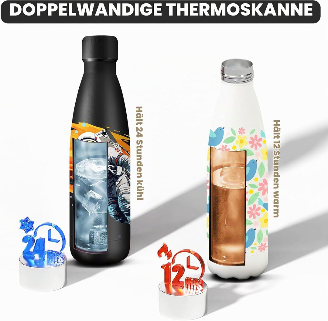 HoneyHolly Edelstahl Trinkflasche, 500ml BPA-frei, Thermosflasche, Isolierflasche Doppelwandige, Was