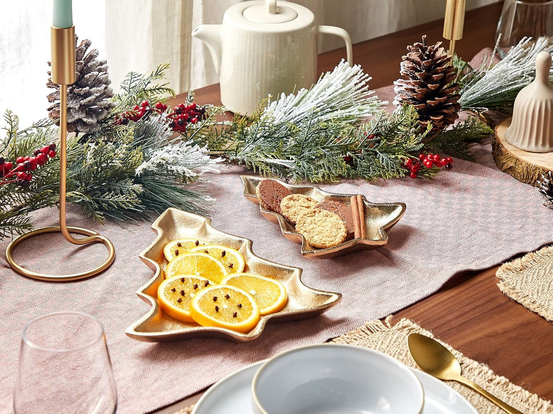 Dekoschale Aluminium gold Weihnachtsbaum 2er Set Dekotablett Dekoration Durian