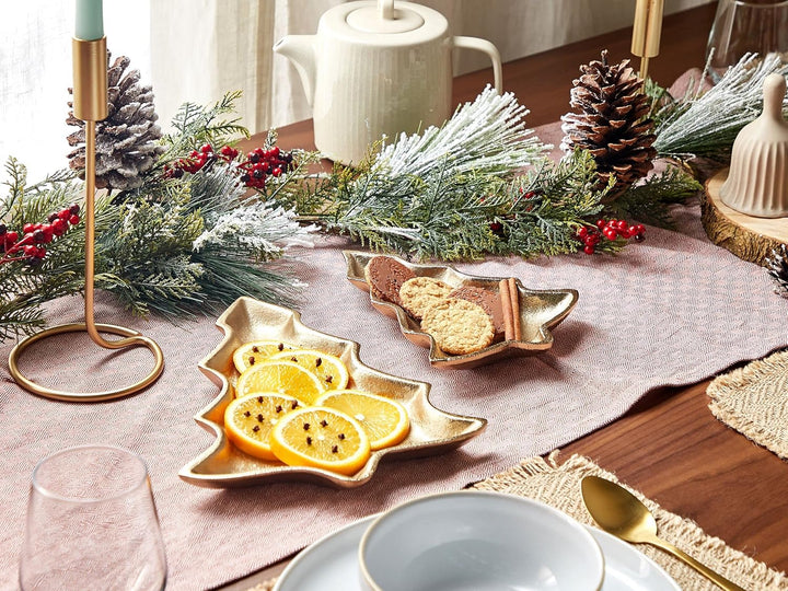 Dekoschale Aluminium gold Weihnachtsbaum 2er Set Dekotablett Dekoration Durian