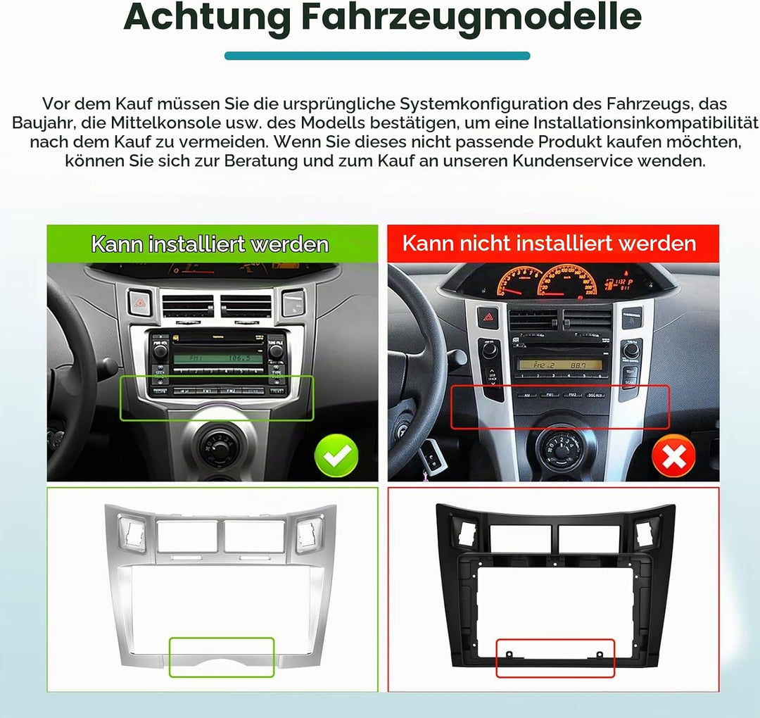Hikity 2G 64G Android 15 Autoradio Für Toyota Yaris/Vizi 2005-2011 mit Wireless Carplay Android Auto