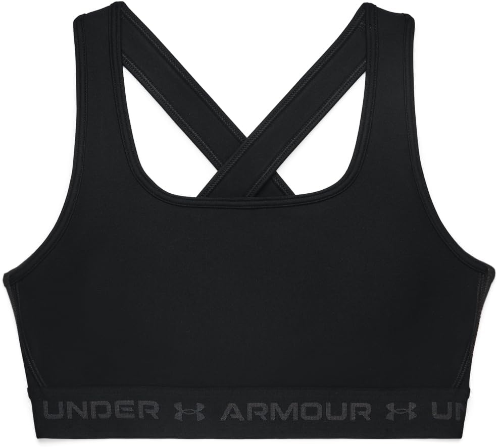 Under Armour Damen Crossback Mid Heather Sport-BH Schwarz XS, Schwarz XS