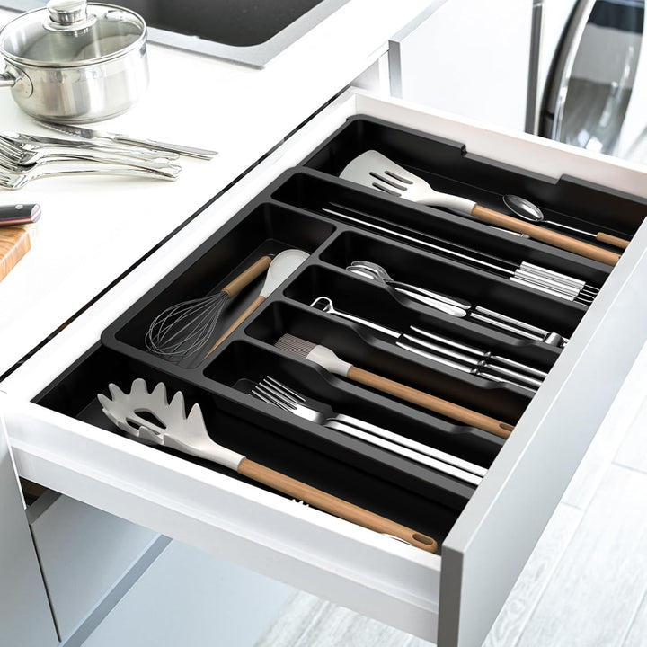 iDavosic.ly Besteckkasten für Schubladen, Erweiterbarer Besteckeinsatz für Schubladen Cutlery 0rgani