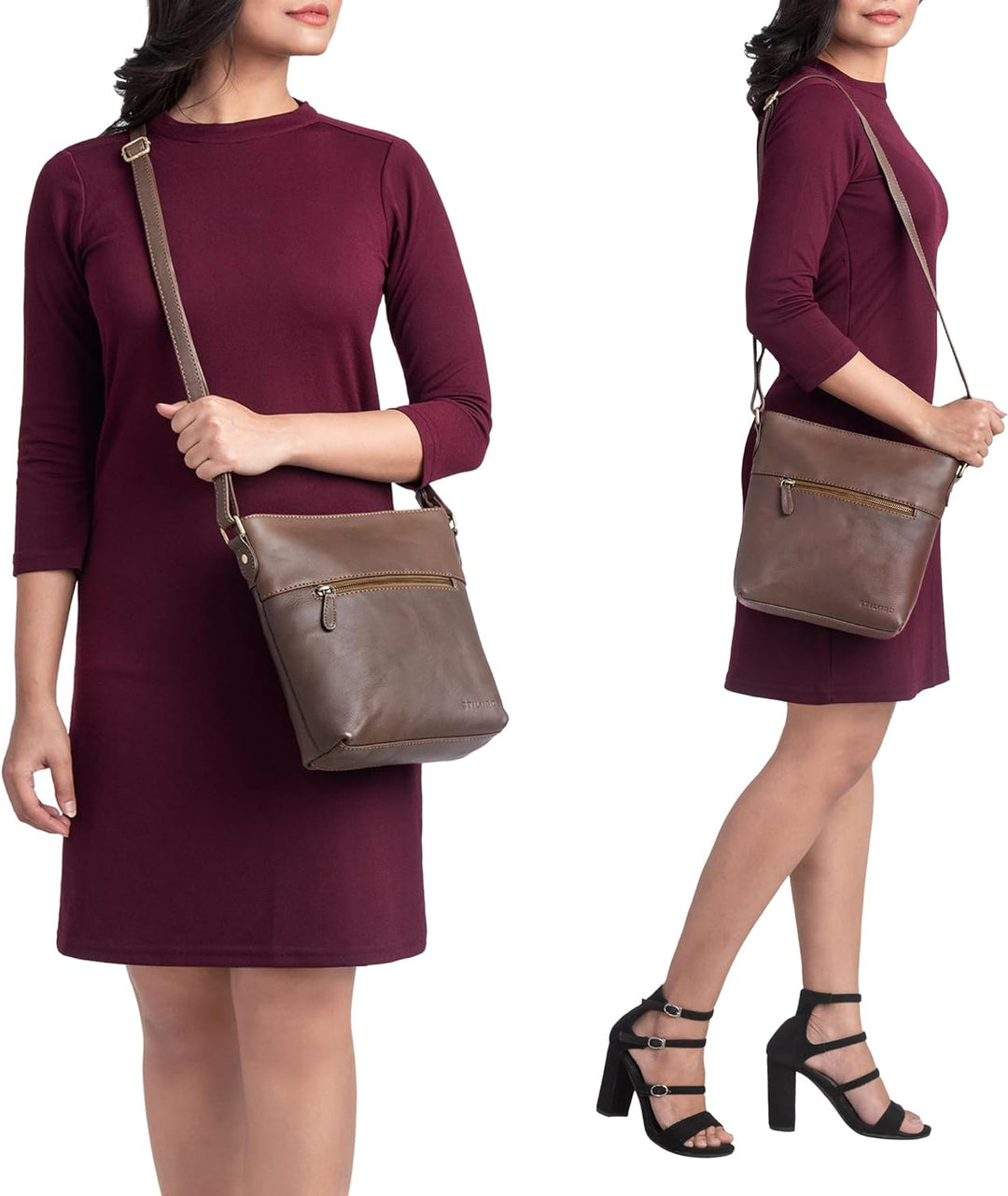 STILORD 'Jasmine' Ledertasche Damen Umhängetasche Handtasche Elegante Damentasche zum Umhängen Klein