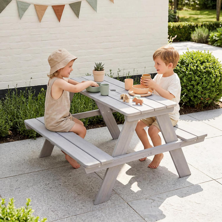 roba Kinder Outdoor+ Sitzgruppe - Picknick for 4 - Garten Sitzgarnitur aus wetterfestem Massivholz -