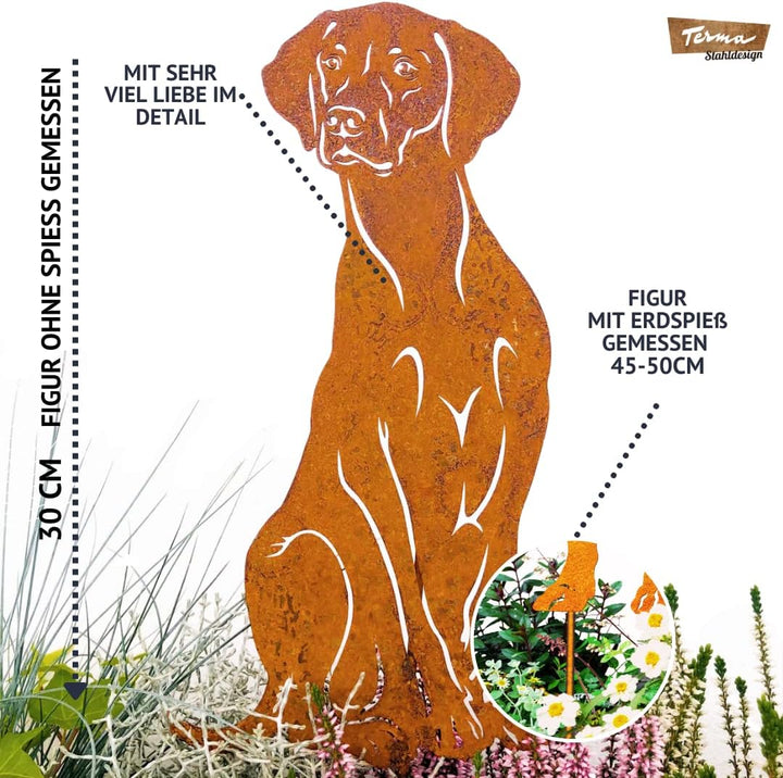 Terma Stahldesign Edelrost Gartenstecker Hund Magyar Vizsla Handmade Germanytolle gartendeko aus Ros