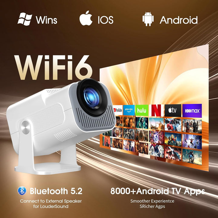 [Bulit-in App] 2024 Mini Beamer 1920*1080P FHD 4K Mini Projektor Dual Control mit Maus Android TV Wi