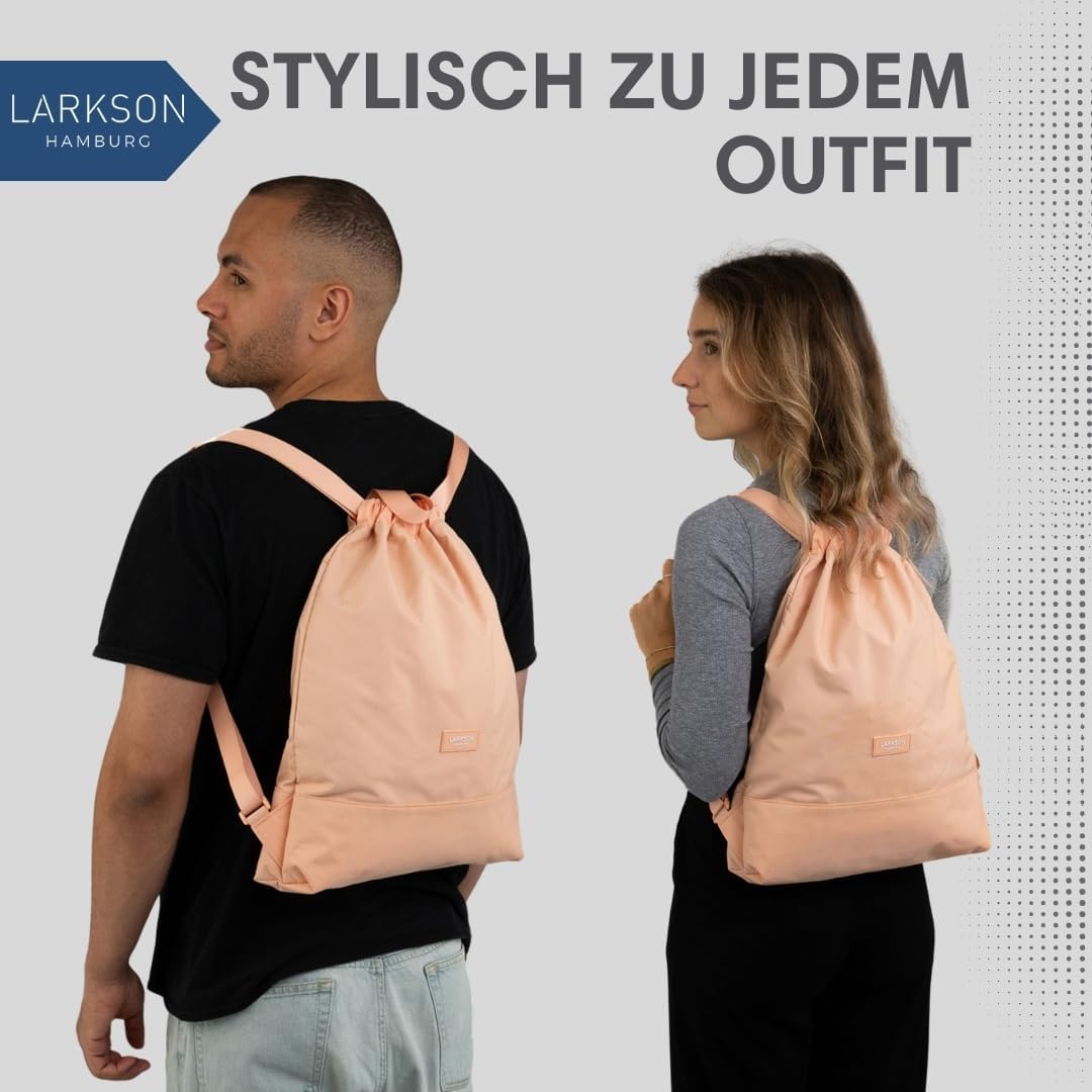LARKSON Turnbeutel Damen &amp; Herren Orange - No 7 - Rucksack Damen für Sport und Festival - Beutel Ruc