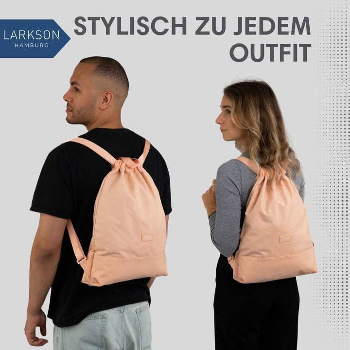 LARKSON Turnbeutel Damen &amp; Herren Orange - No 7 - Rucksack Damen für Sport und Festival - Beutel Ruc