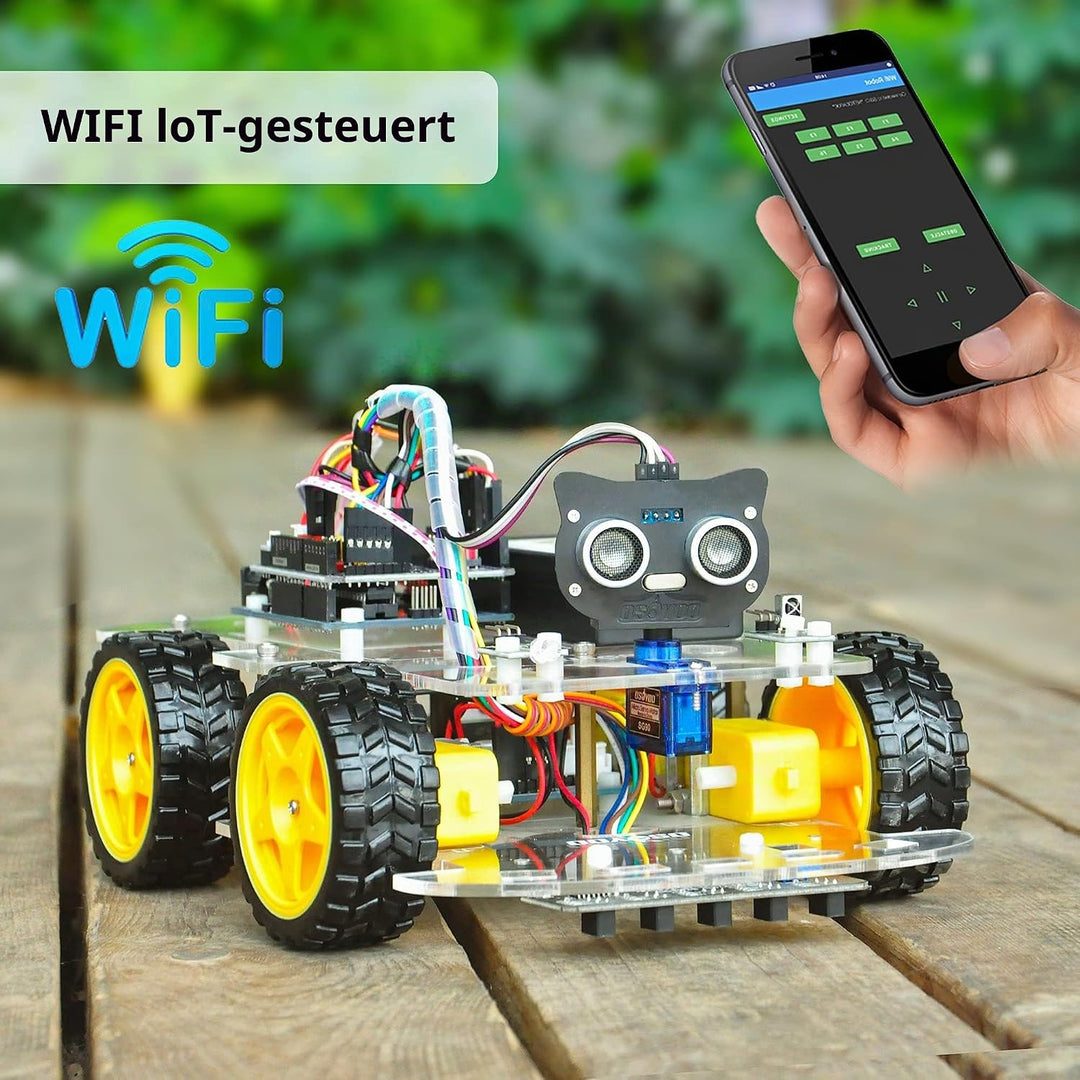 OSOYOO Starterkit Roboter Modellauto Bausatz für Arduino,STEM Fernbedienung über App für pädagogisch