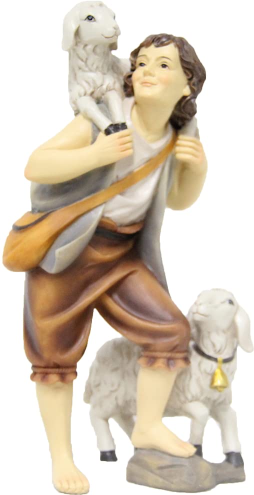 Krippenfigur Hirte mit Schafen