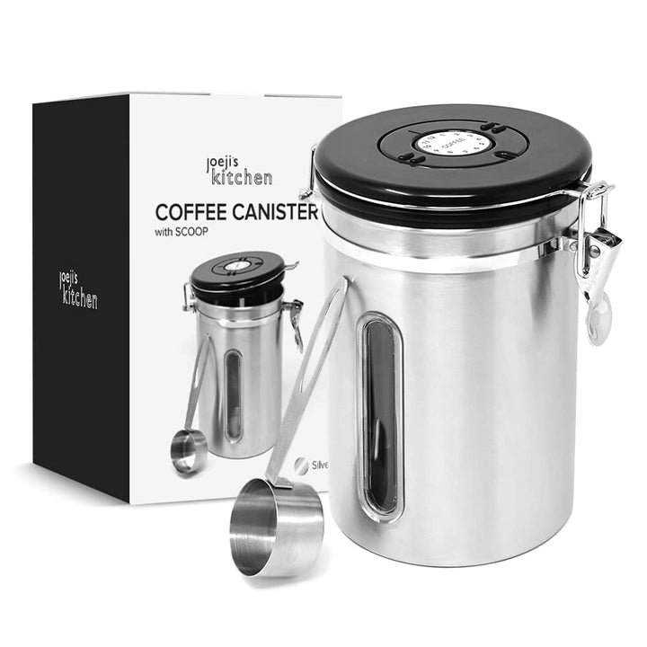 joeji's Kitchen Kaffeedose Luftdicht 1,8L - Kaffeebohnen Behälter aus Edelstahl - Vakuum Aromadicht