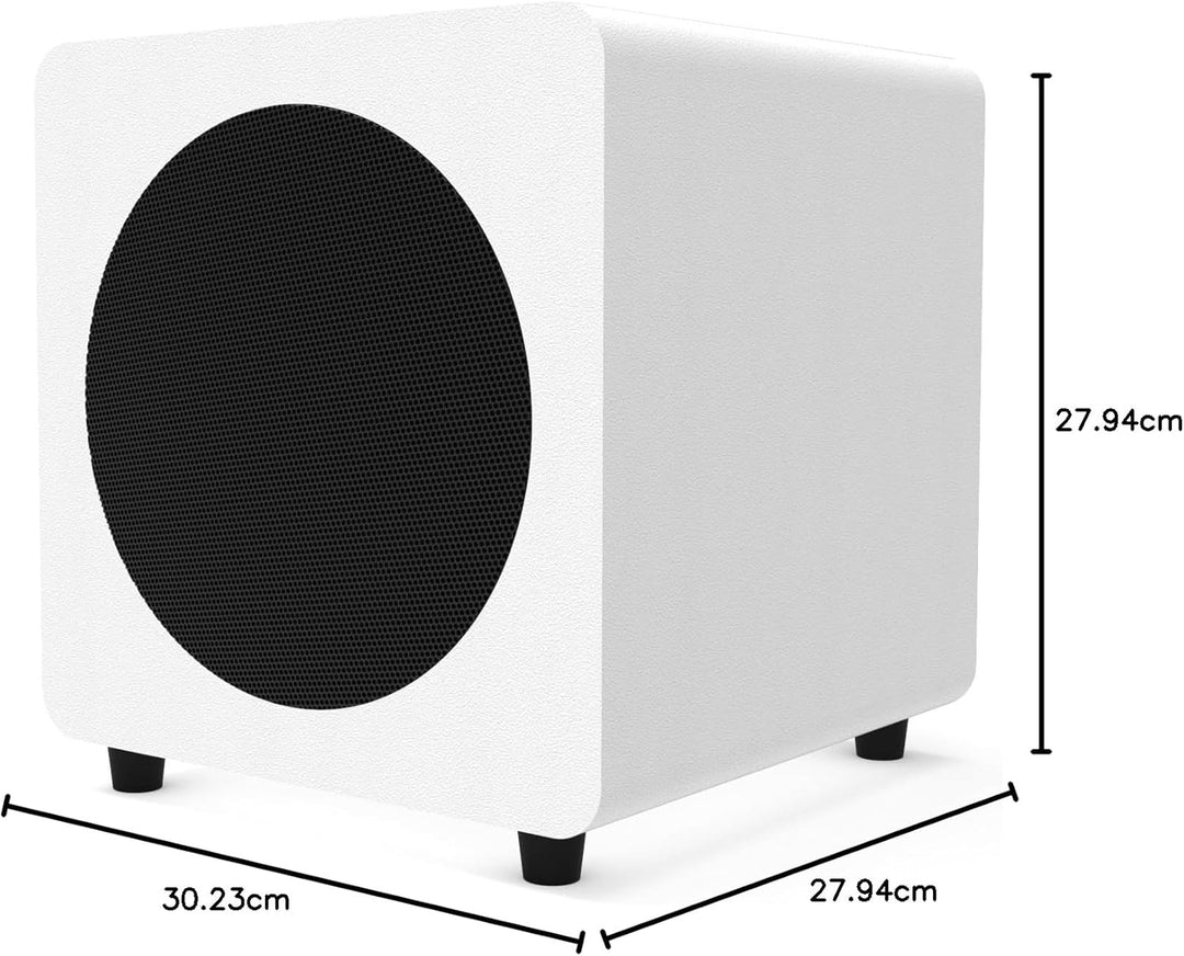 Kanto SUB8VMW versiegelter Subwoofer mit Strom | 300 W Spitzenleistung | 20,3 cm Tieftöner | Mattwei