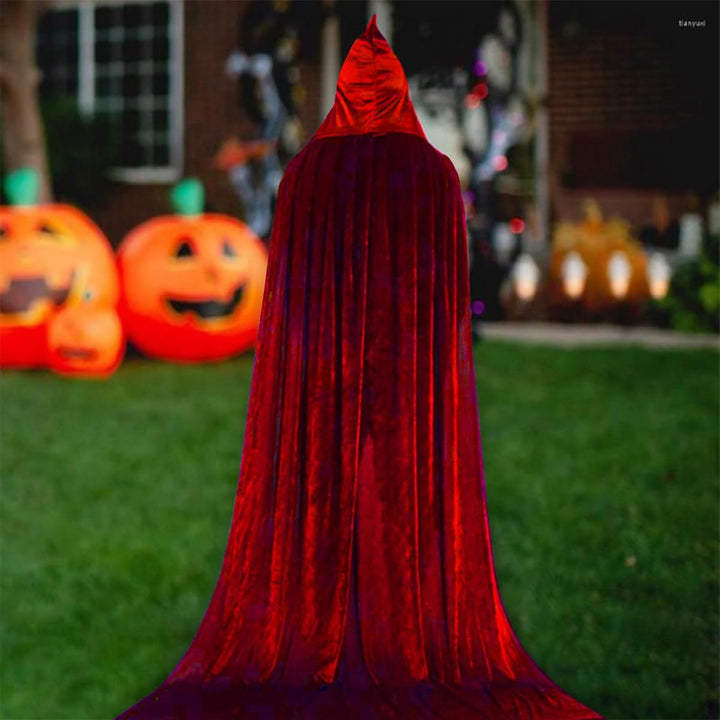 Winwild Roter Samt Umhang mit Kapuze,150CM Halloween Cape Vampir Kostüm Damen Erwachsener für Karnev