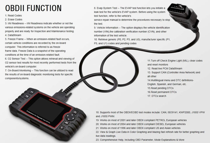 iCarsoft CR Pro Professional Multi-System Multi-Brand KFZ Diagnosegerät Scanner inkl. Batterietester