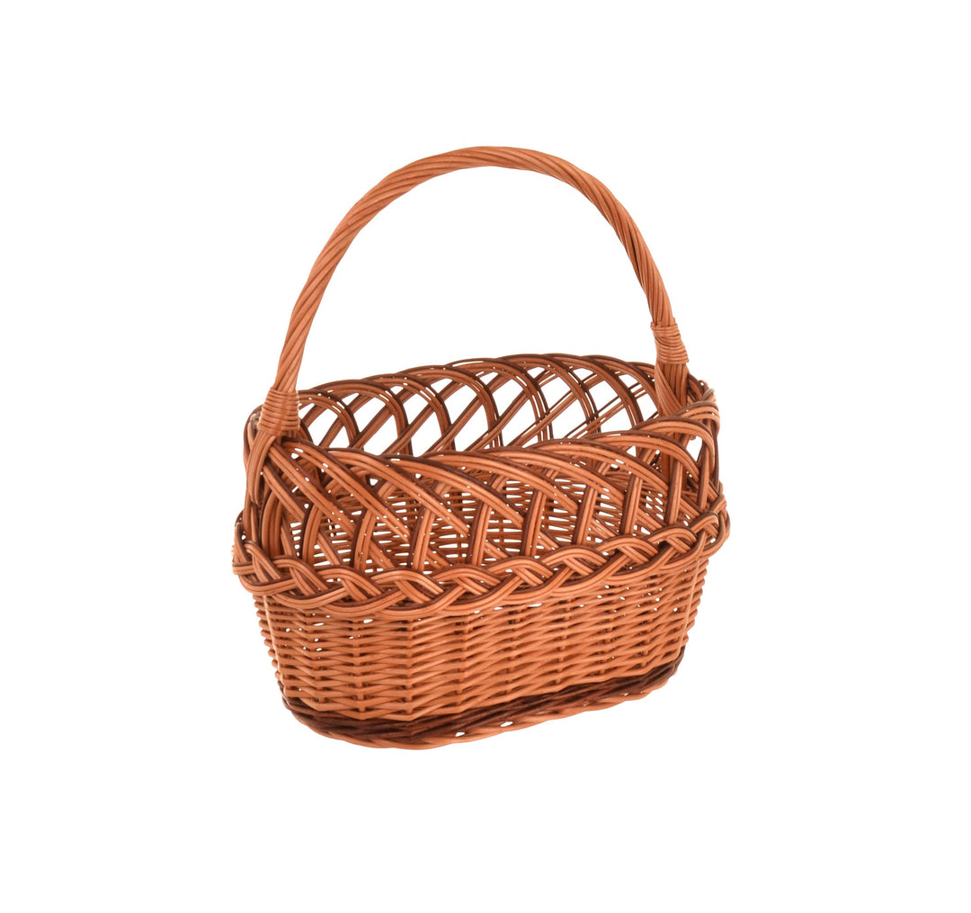 Weidenkorb einkaufskorb 37 x 40 x 20cm, Korb geflochten aus Weide, Picknickkorb, Pilzkorb, Tragekorb