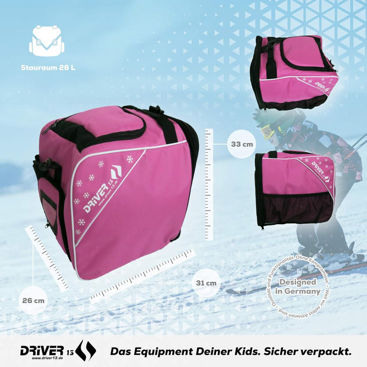 Driver13 Kinder Skistiefeltasche, Designed in Deutschland und seit vielen Jahren bewährt Pink, Pink
