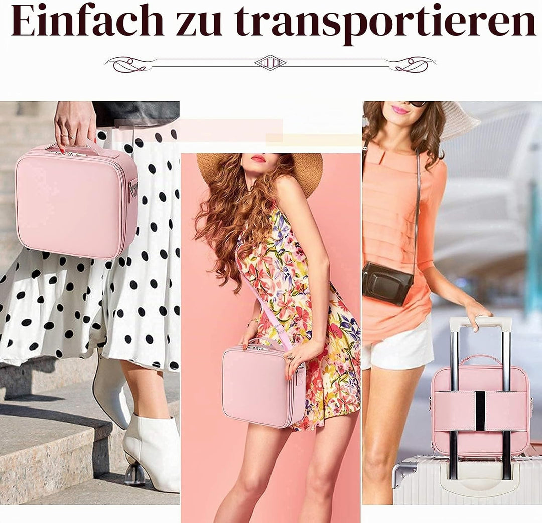Kosmetiktasche, Kosmetikkoffer Grosse Kapazität Professionelle PU Leder Make Up Organizer Tasche was