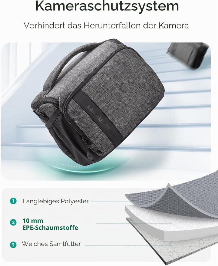 BAGSMART Kameratasche Spiegelreflex DSLR SLR Fototasche Spiegelreflexkamera Systemkamera Objektive Z