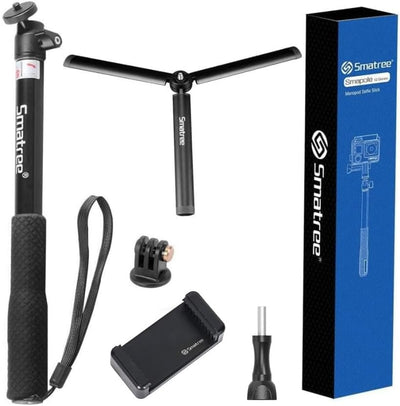 Smatree Aluminium Teleskop-Selfie-Stick Mit Stativständer, Kompatibel Mit GoPro Hero 12/11/10/9/8/7/
