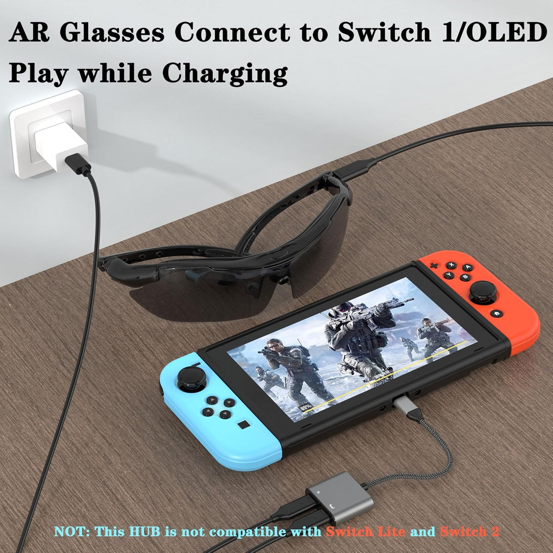 USB C auf AR Brille und Ladeadapter, Laden und Spielen, kompatibel 100W PD Schnellladung für DJI RC