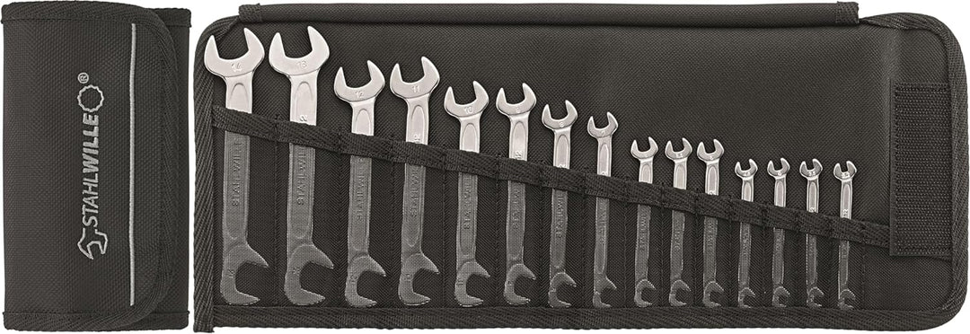 STAHLWILLE 12/15 l Maulschlüssel Set 15-tlg. (3,2-14 mm) l Doppelmaulschlüssel in Mini-Ausführung l