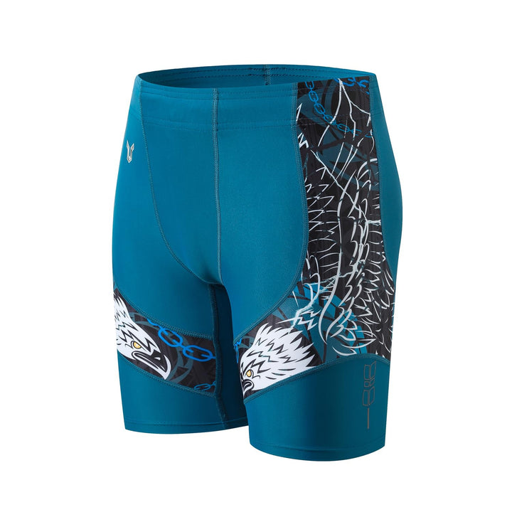 HUGE SPORTS Herren Splice Schwimmhose Kompression Jammer Lang Wilde Serie S Adler Blau, S Adler Blau
