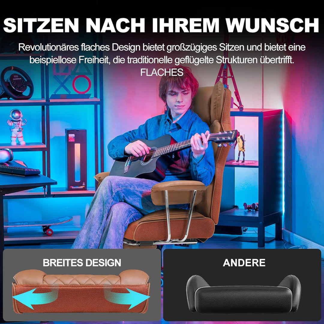 GTPLAYER Gaming Stuhl, Bürostuhl mit Taschenfeder-Lendenwirbelstütze, breiter Büro-Computersessel mi