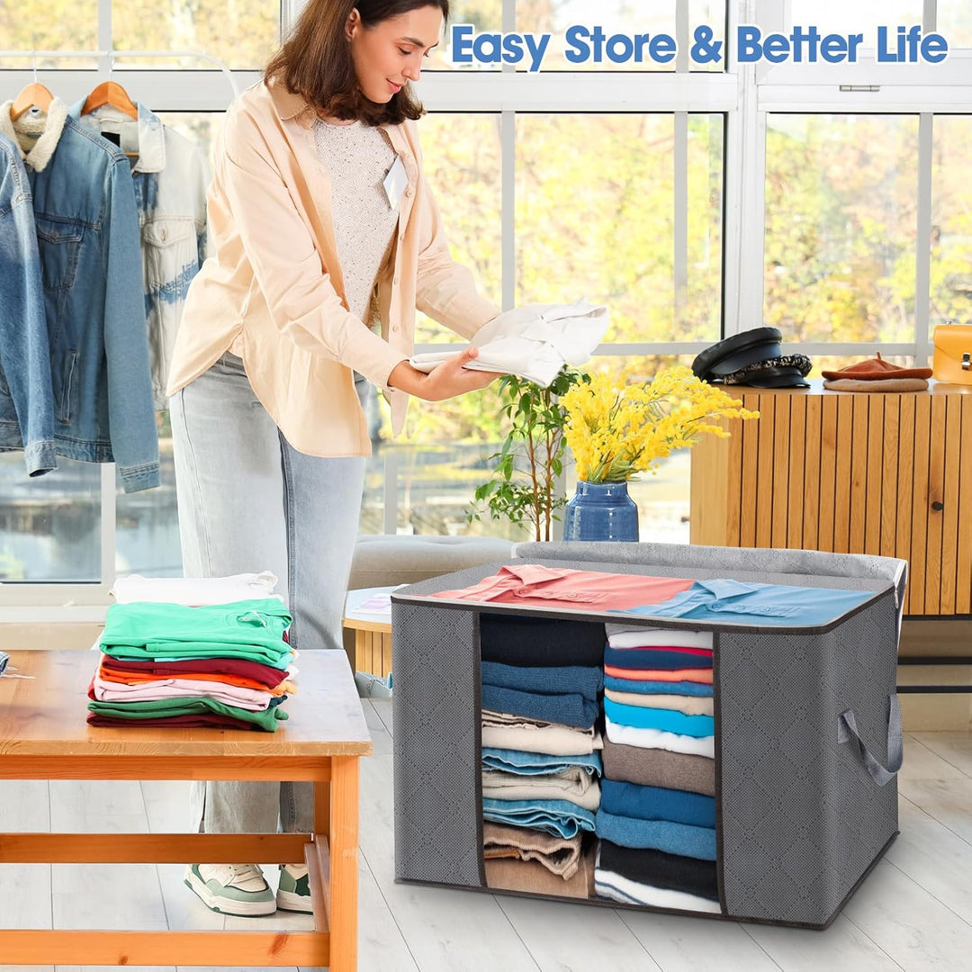 AIOR 6 Stück 90L Gross Aufbewahrungstasche, Faltbare Unterbett Kleideraufbewahrung Schrank Organizer