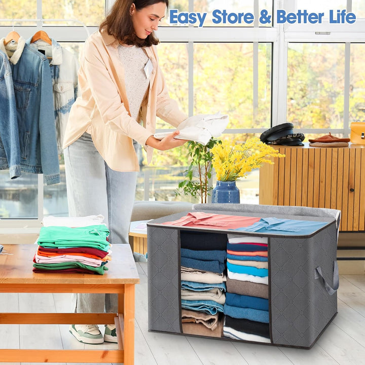 AIOR 6 Stück 90L Gross Aufbewahrungstasche, Faltbare Unterbett Kleideraufbewahrung Schrank Organizer