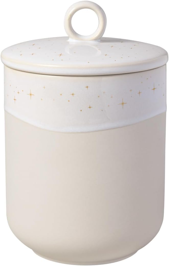 like. by Villeroy & Boch – Winter Glow Längliche Dose Rund Beige, Mikrowellensicher, Winterliche Geb