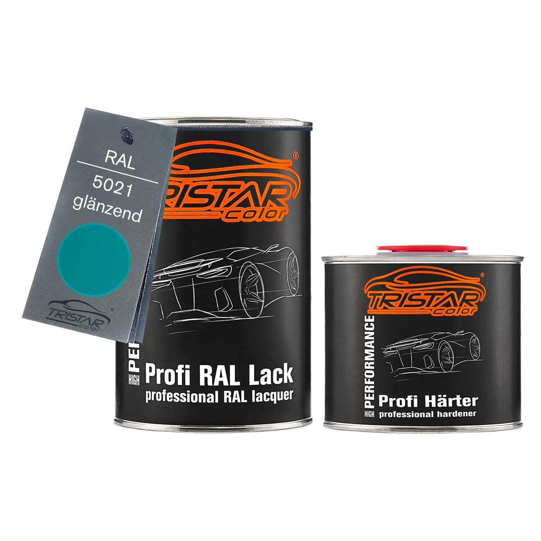 TRISTARcolor RAL 5021 Wasserblau glänzend 2K Autolack 1,5 Liter / 1500 ml Dose inkl. Härter