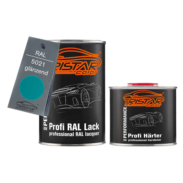 TRISTARcolor RAL 5021 Wasserblau glänzend 2K Autolack 1,5 Liter / 1500 ml Dose inkl. Härter