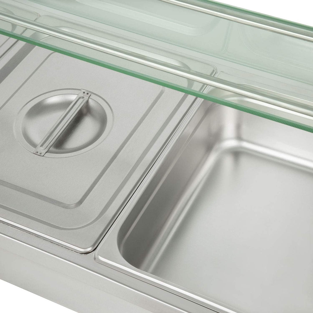 Speisenwärmer Buffetwärmer Wärmebehälter Für Speisen Elektrisch 1800W aus Edelstahl (Inkl 6X 1/2 GN