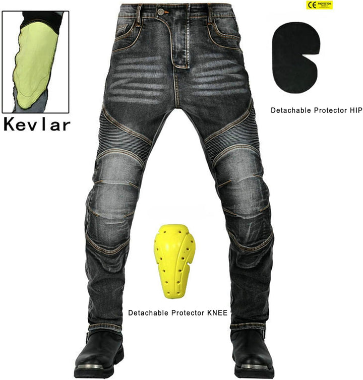 GEBIN Motorradhose Herren, Motorrad Jeans Herren mit Protektoren, Aramidfaser Jeans Herren Motorrad,