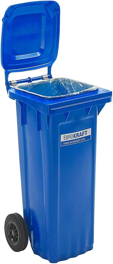 eurokraft | Mülltonne aus Kunststoff DIN EN 840 | Volumen 80 l | BxHxT 448 x 932 x 514 mm | blau, Bl
