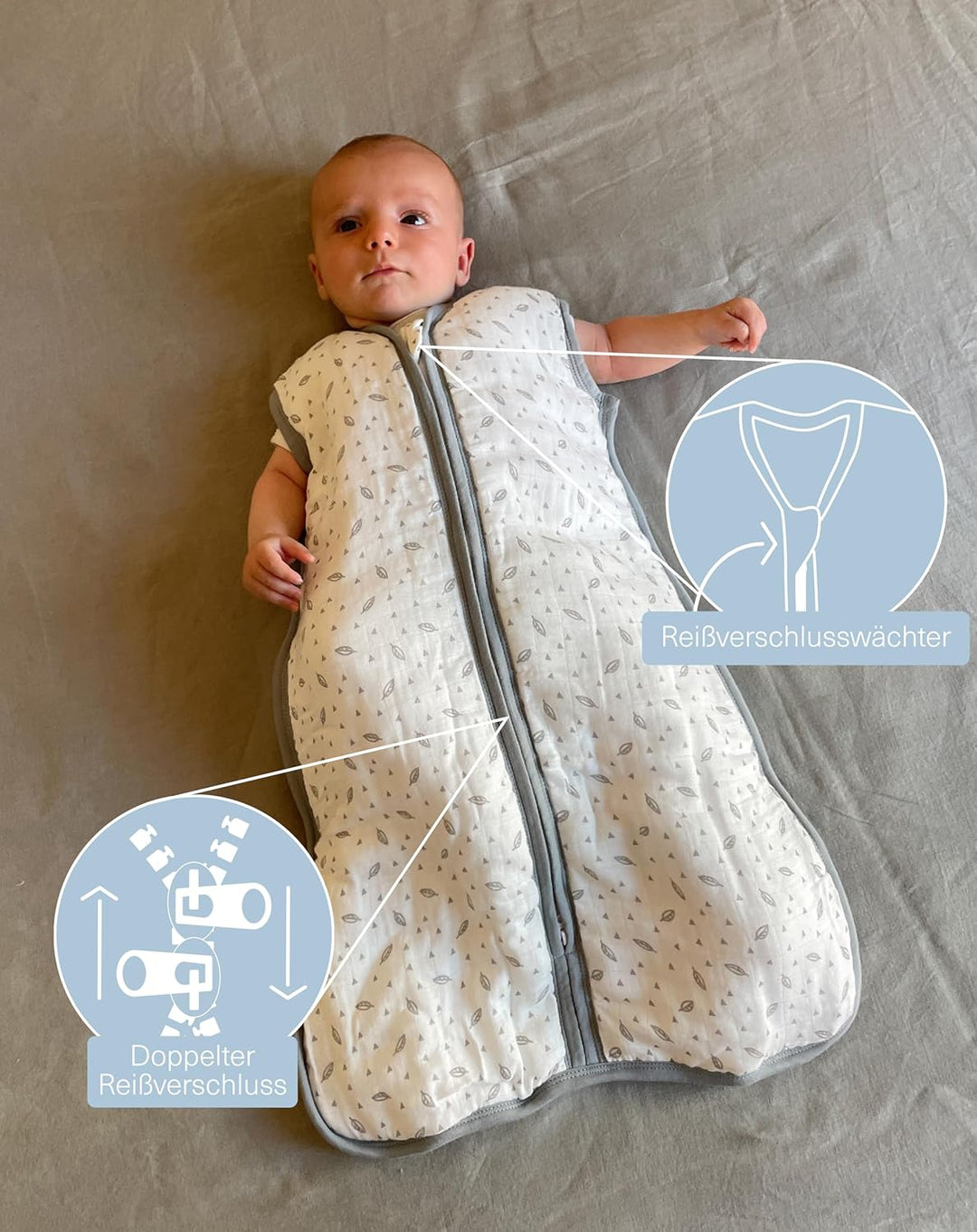 molis&amp;co. Baby schlafsack. 1.0 TOG. Grösse: 85 cm (6-18 Monate). Ideal für Übergang. Superweich und