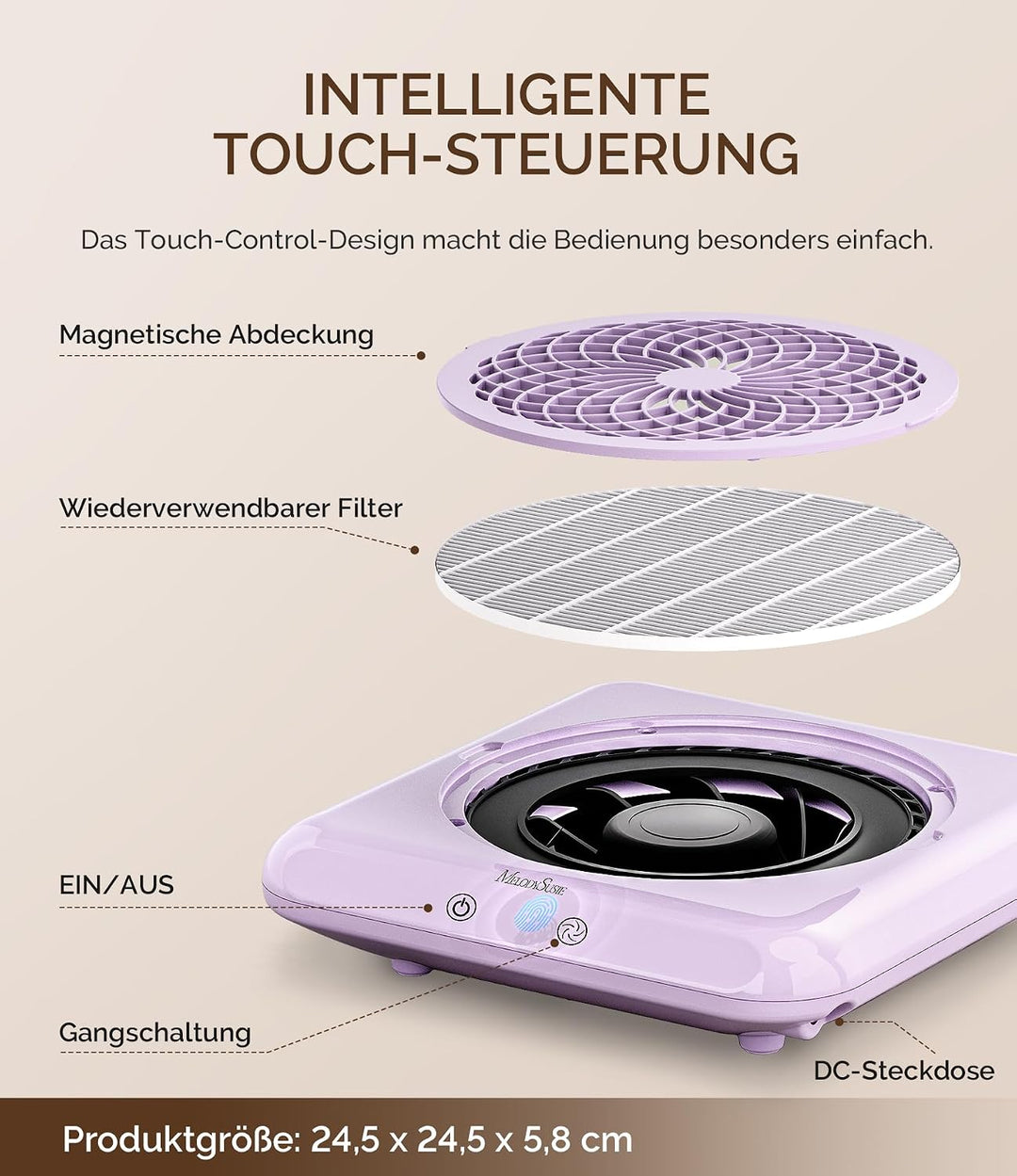 MelodySusie Professioneller Nagelstaubsauger 4500 U/MIN Starker Vakuum Ventilator Staubabsaugung für