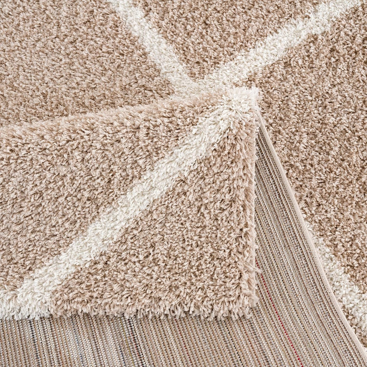 SANAT Madrid Shaggy Teppich Rund - Hochflor Teppiche für Wohnzimmer, Schlafzimmer, Küche - Beige, Gr