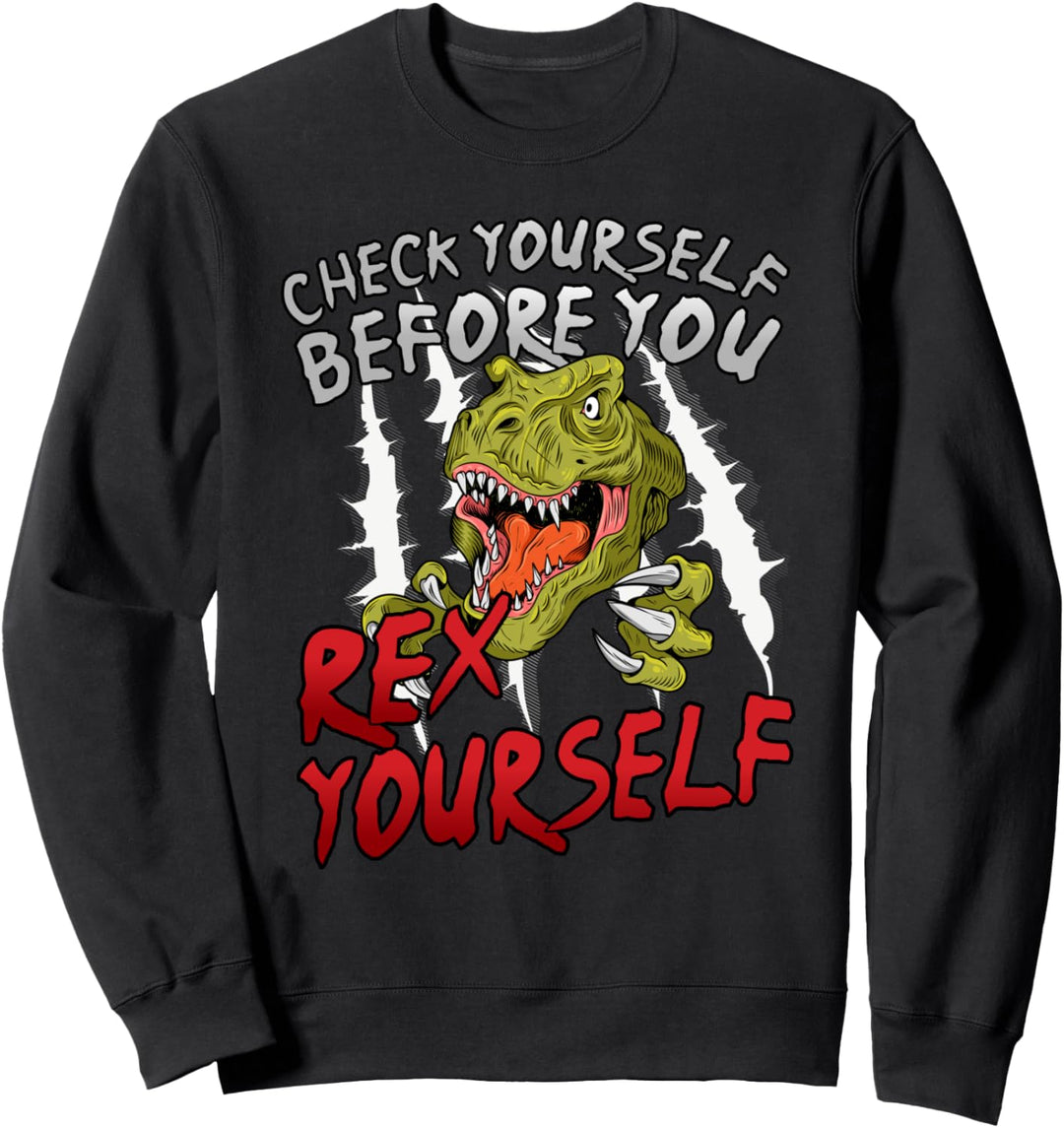 Überprüfen Sie sich, bevor Sie Rex Yoself | Lustiger T-Rex Sweatshirt