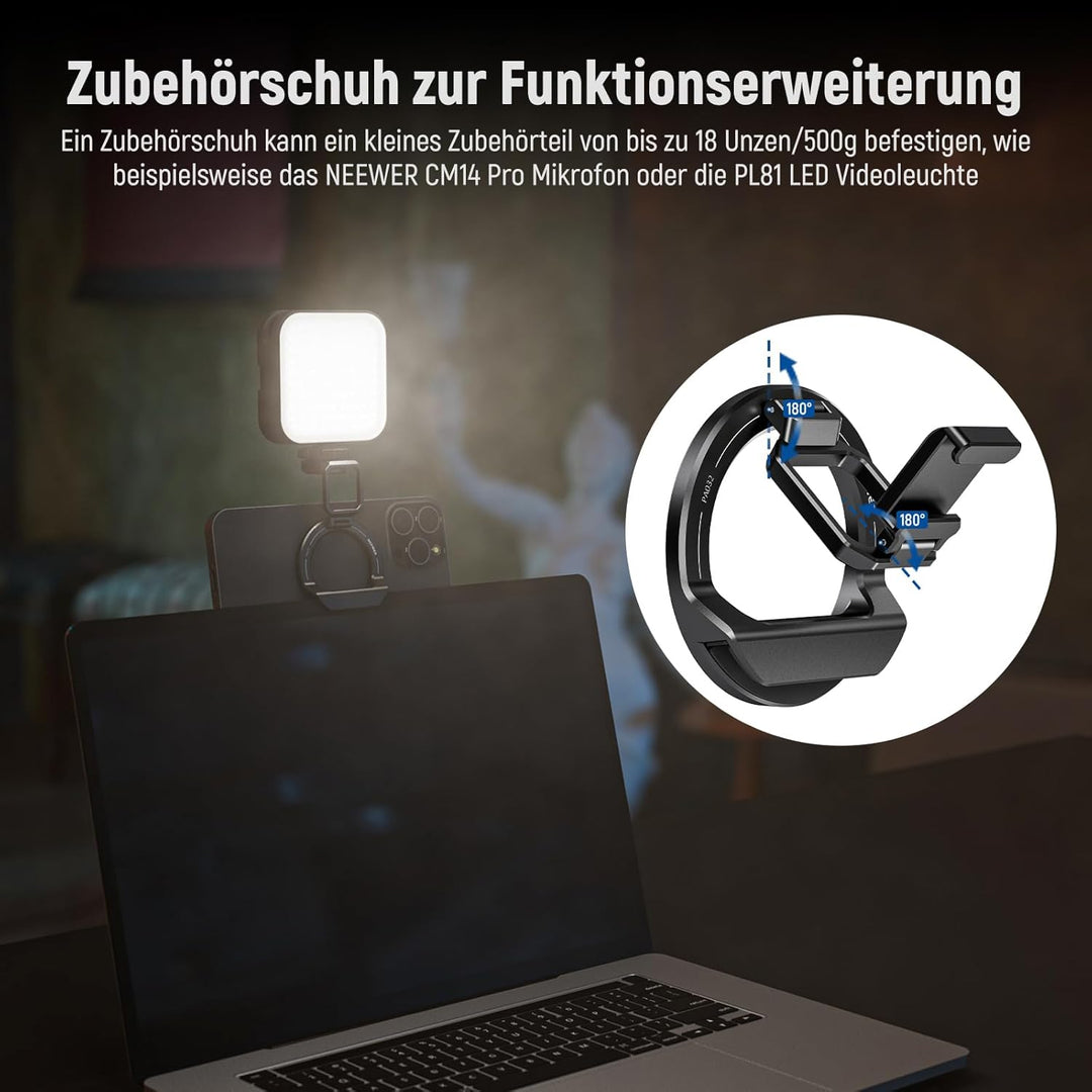 NEEWER Faltbare Durchgangskamera-Halterung mit kaltem Schuh für MagSafe 15 Pro Max 14 13 12 MacBook