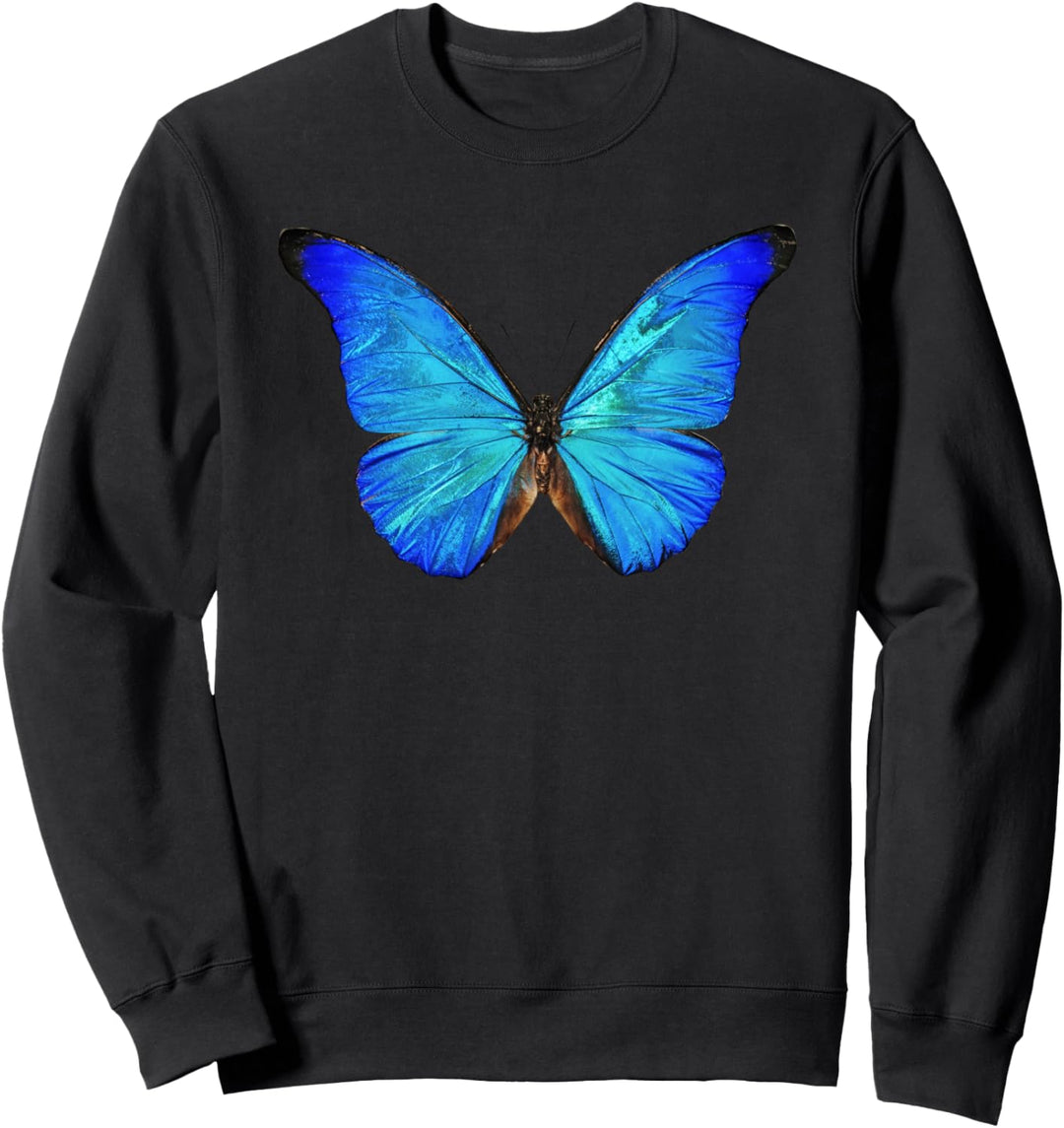Blaue Schmetterlings-botanische botanische Garten-Blume Sweatshirt
