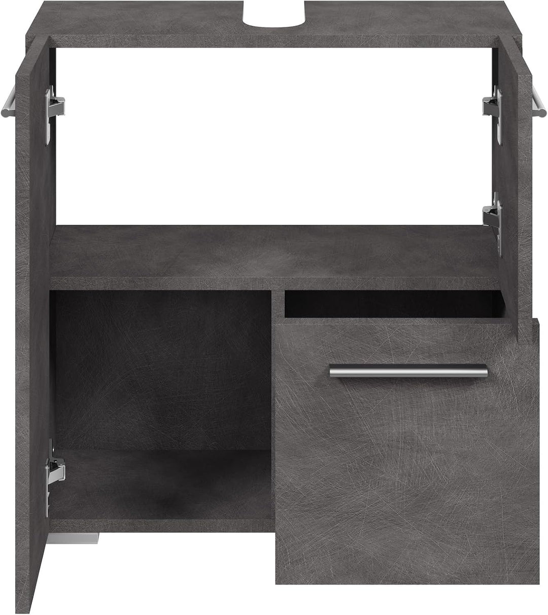 Badplaats Waschbeckenunterschrank Mars 60 x 30 cm Dunkel Grau - Stehender Badezimmerschrank mit 2 Tü