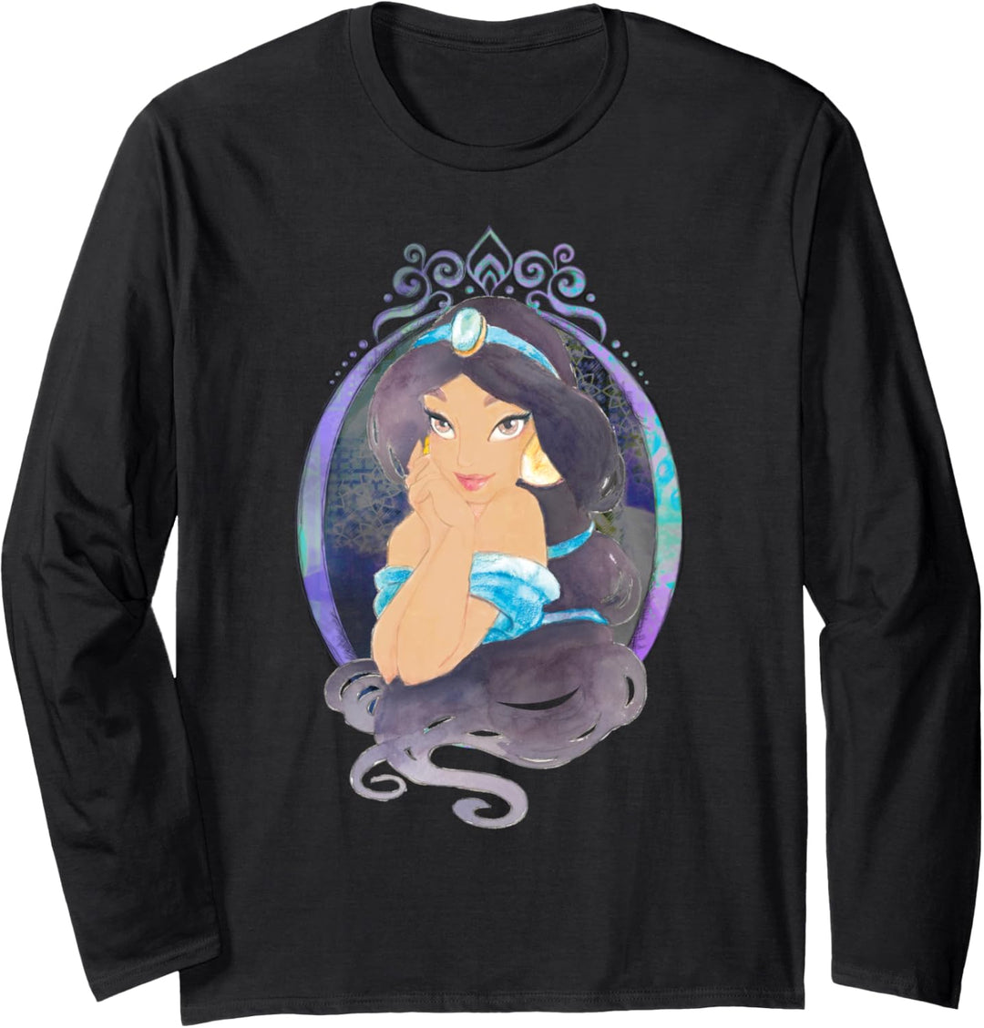 Disney Aladdin Jasmine Oval Watercolor Portrait Langarmshirt